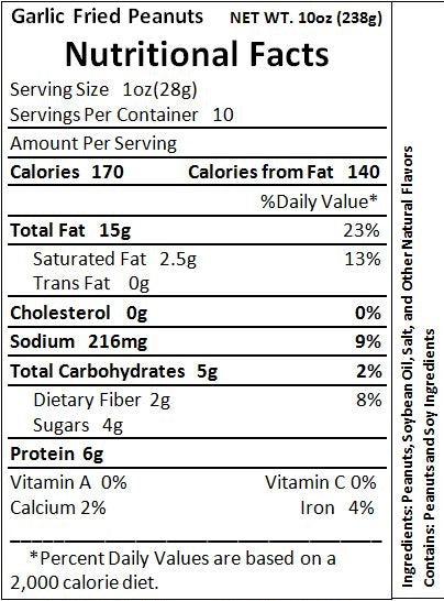 Garlic Deep Fried Peanuts 10oz.