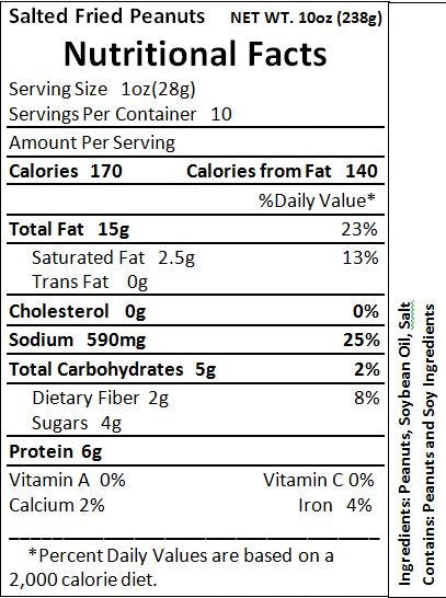 Salted Deep Fried Peanuts 10oz.